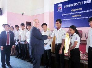 Mr. Sami Kteily -PEB Steel representative presented scholarships to students who have outstanding study results